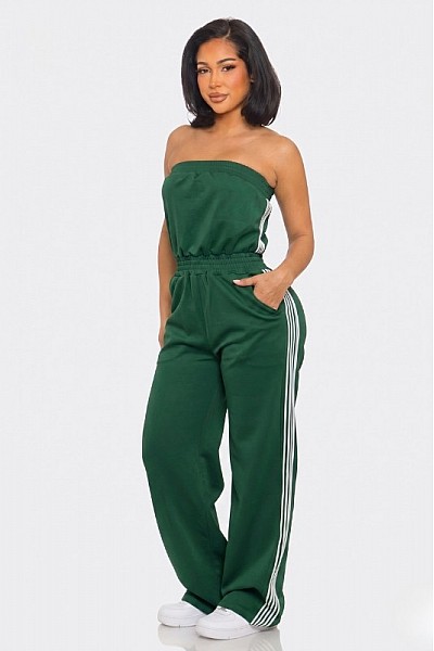 STRAPLESS STRIPED JUMPSUIT 