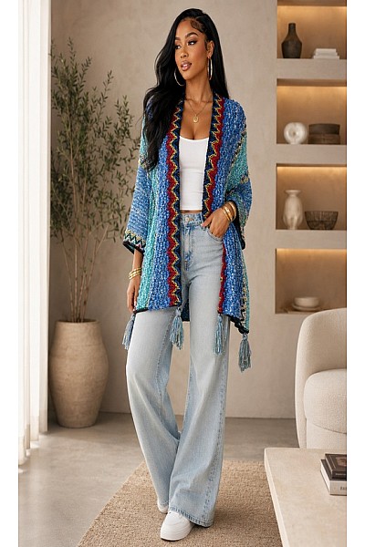 BOHO KNIT OPEN PANCHO