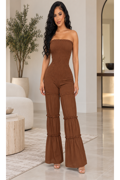 RUFFLE HEM WIDE LEG JUMPSUIT 