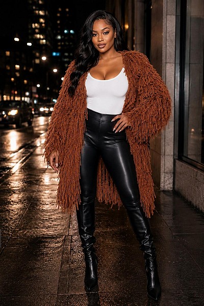 ALL OVER FRINGE CARDIGAN LONG