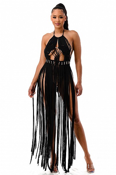 COVER UP FRINGE DRESS