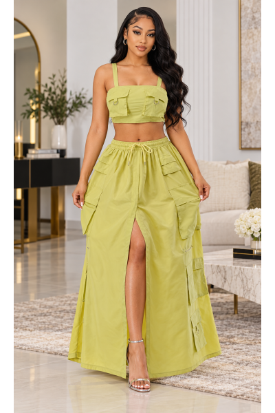 CARGO SKIRT SET BOW DETAIL